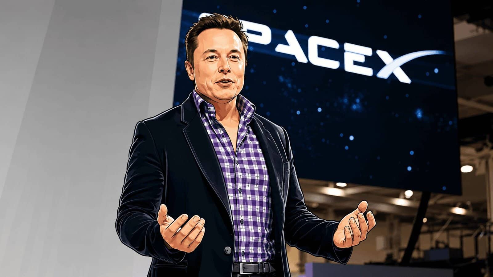 Caricature photo of Elon Musk