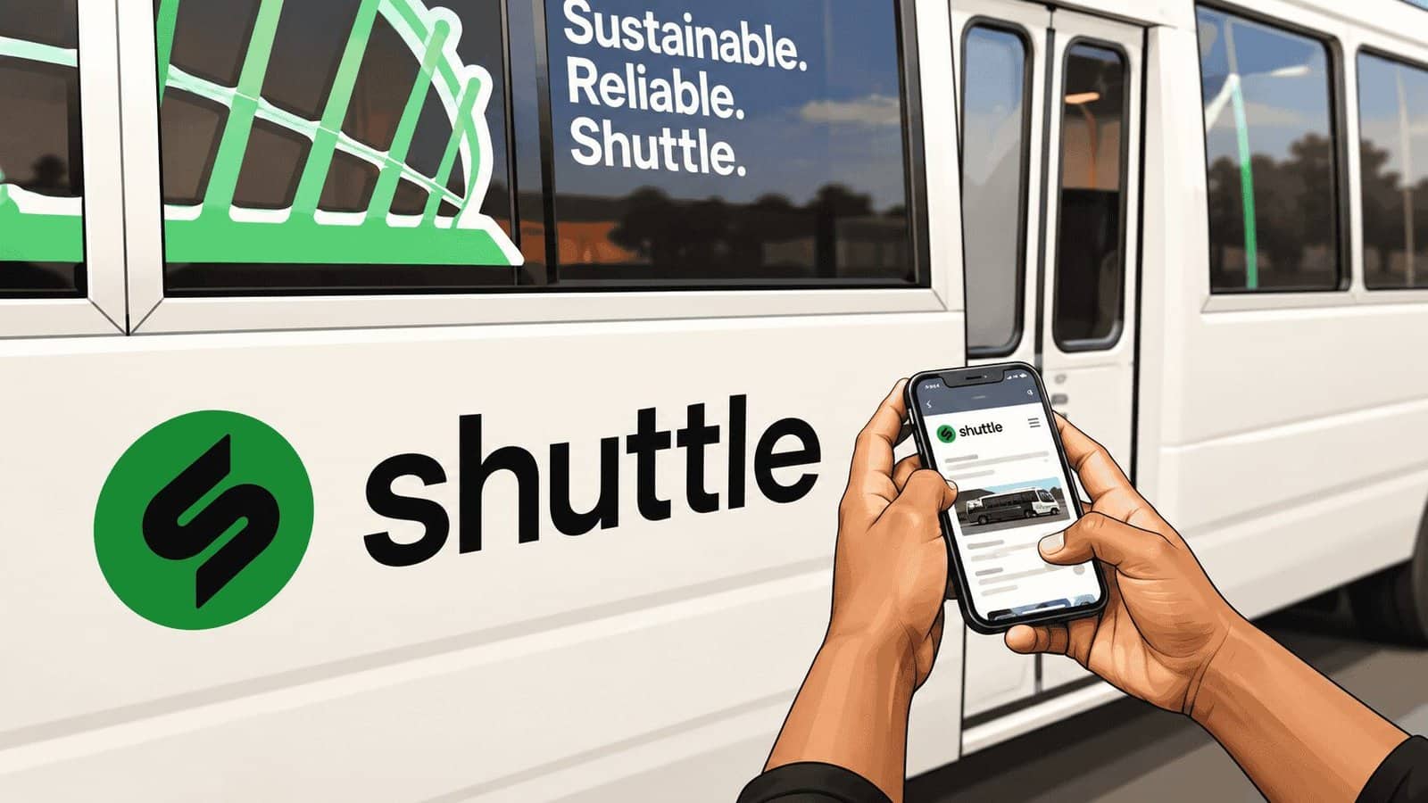 Caricature image of a Shuttle bus