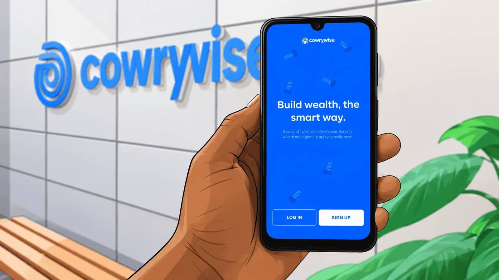 Caricature image of Cowrywise Welcome Screen Illustration