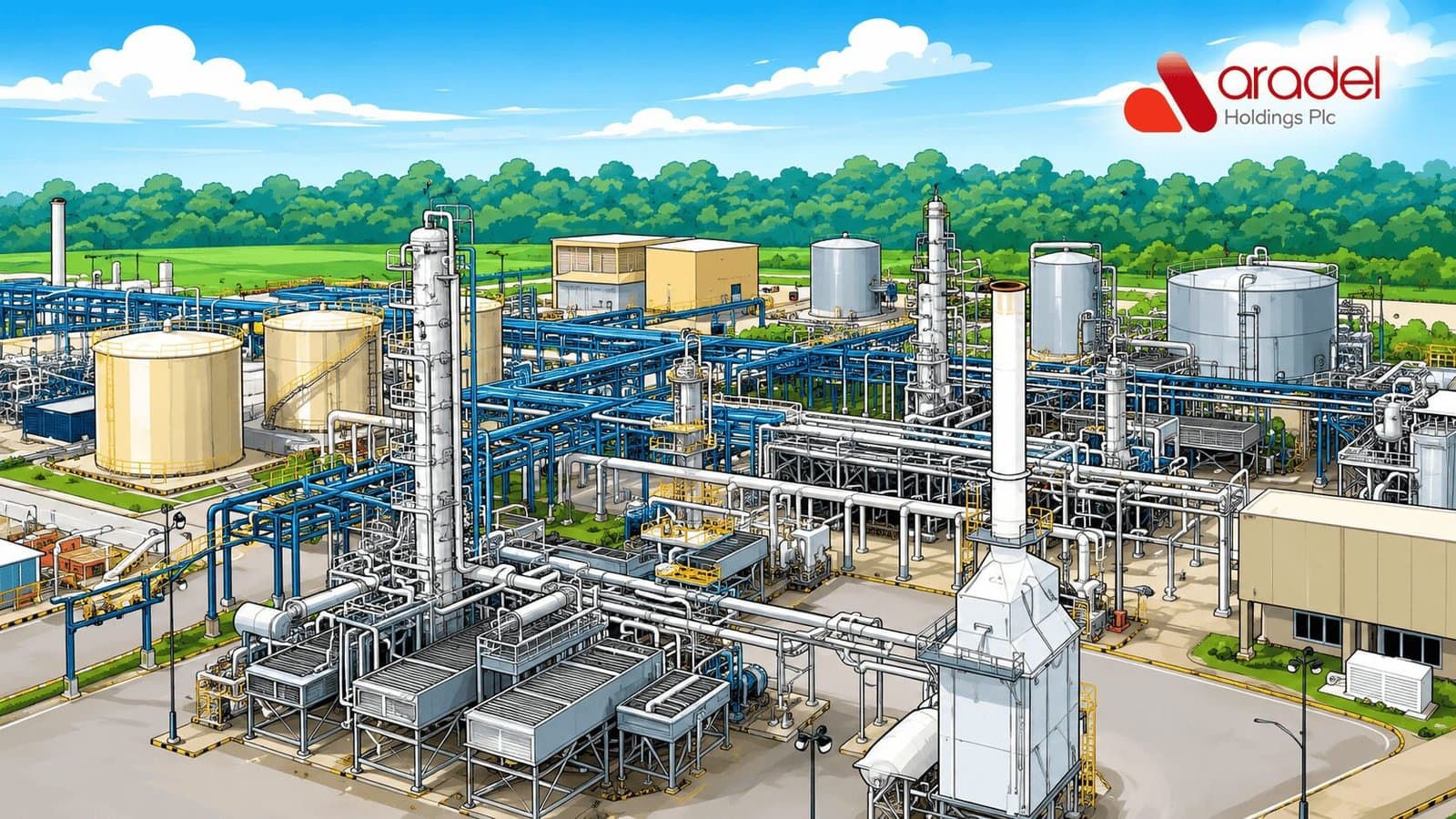 Caricature image of Aradel Holdings factory