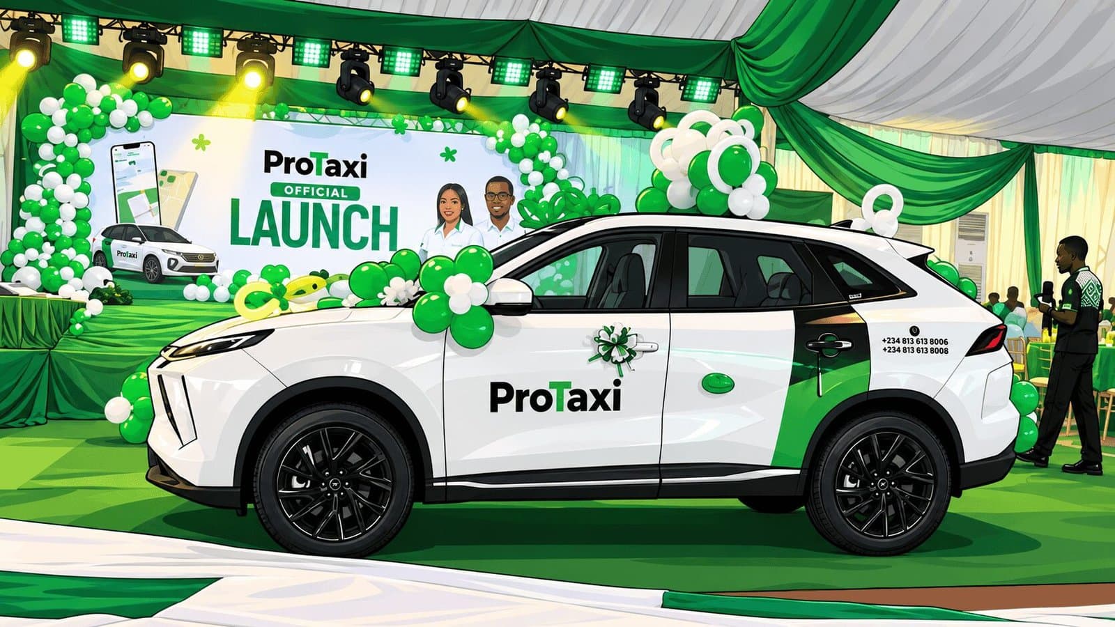 Caricature image of Protaxi Official Launch Event