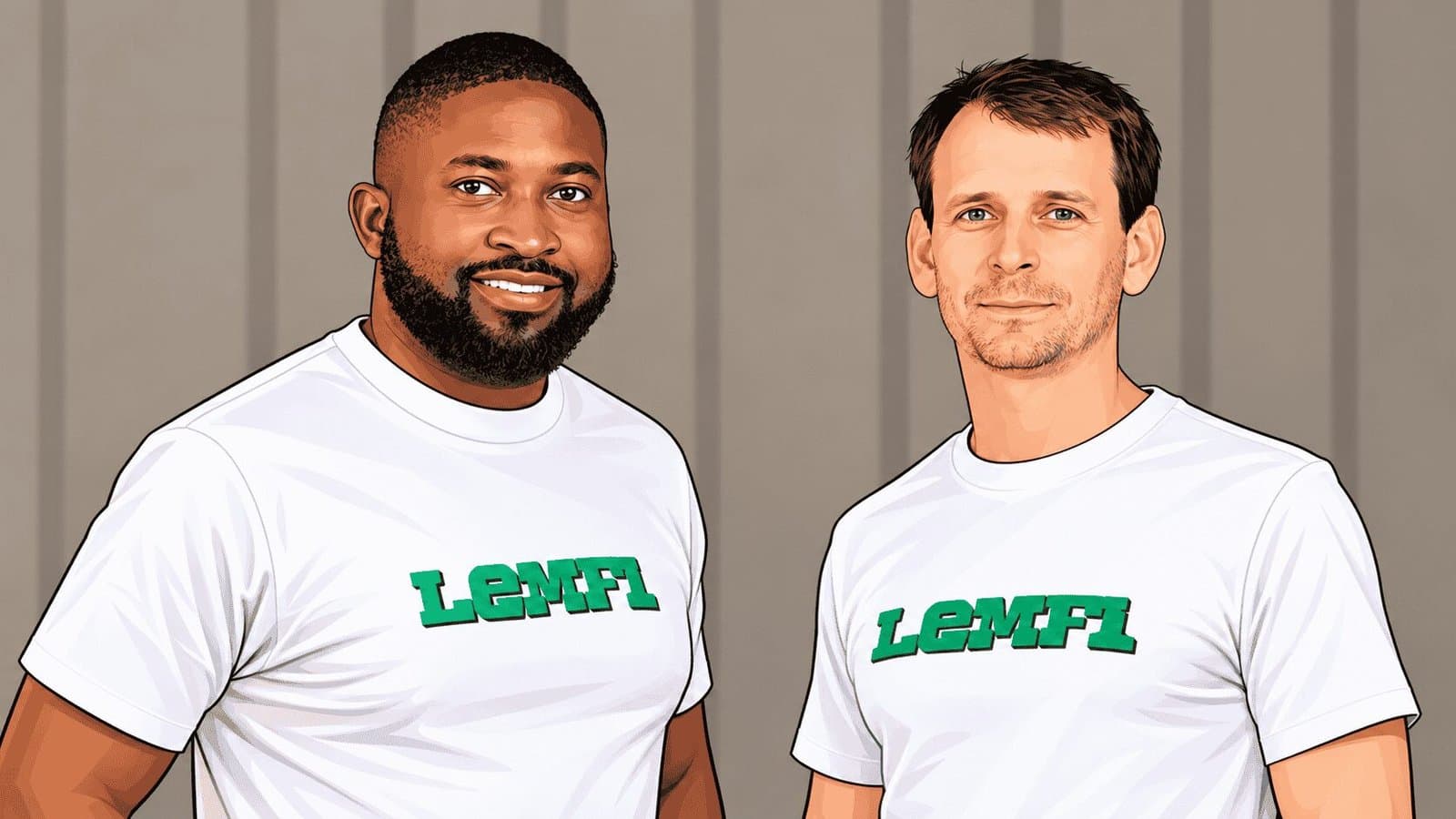 Caricature image of Ridwan Olalere and Rian Cochran co-founders of LemFi