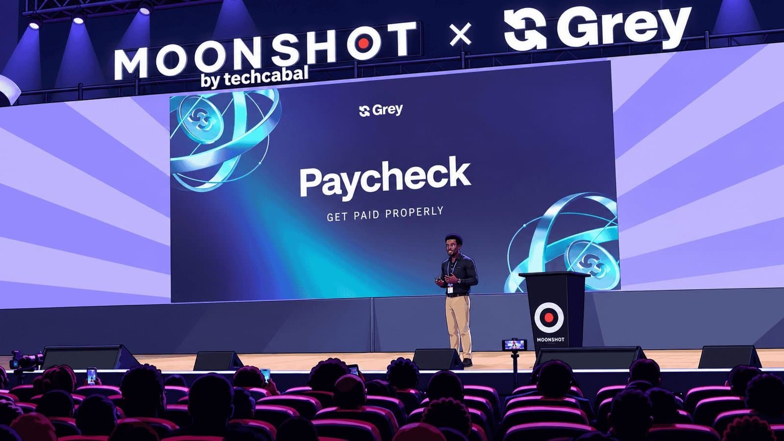 Caricature image of Paycheck Conference Stage