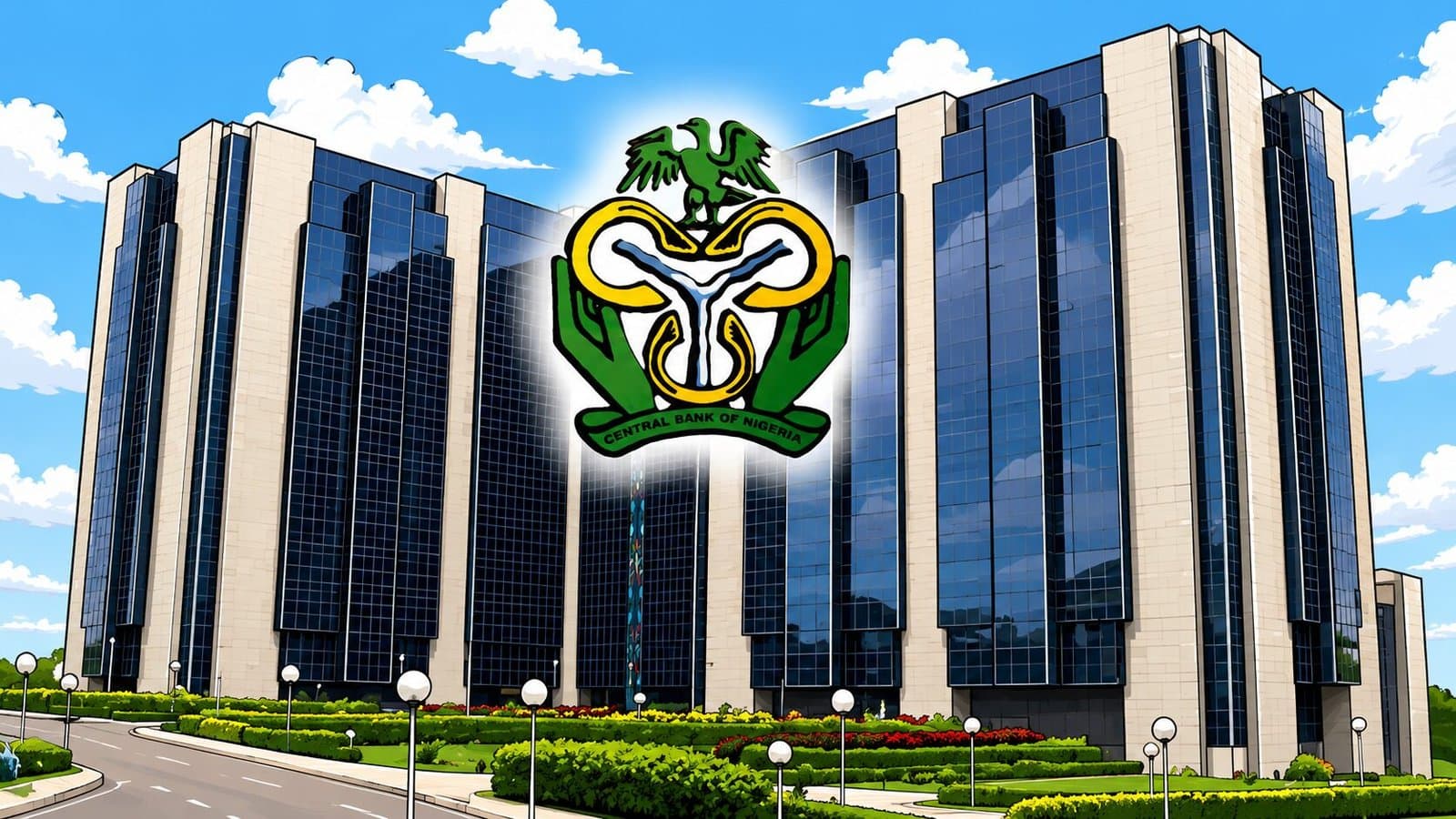 Caricature image of Central Bank of Nigeria exterior