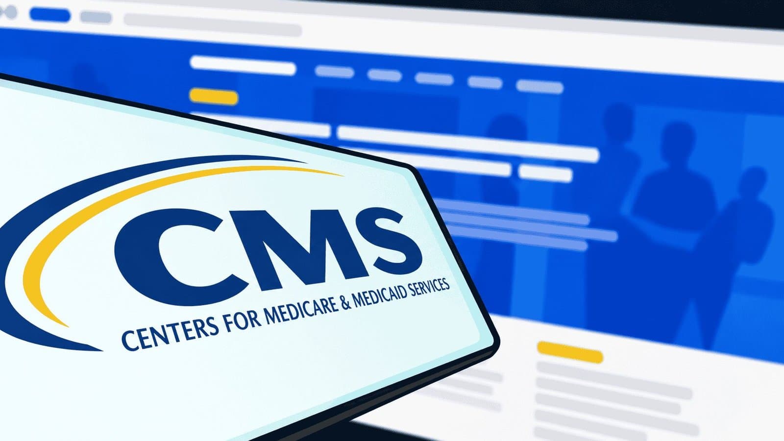 Caricature image of CMS logo on the screen