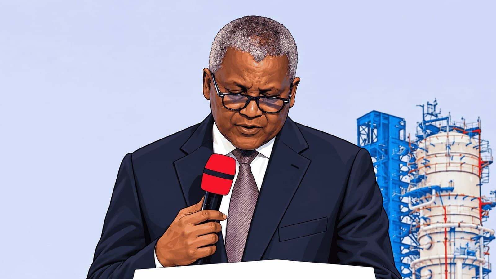 Caricature image of Dangote speaking