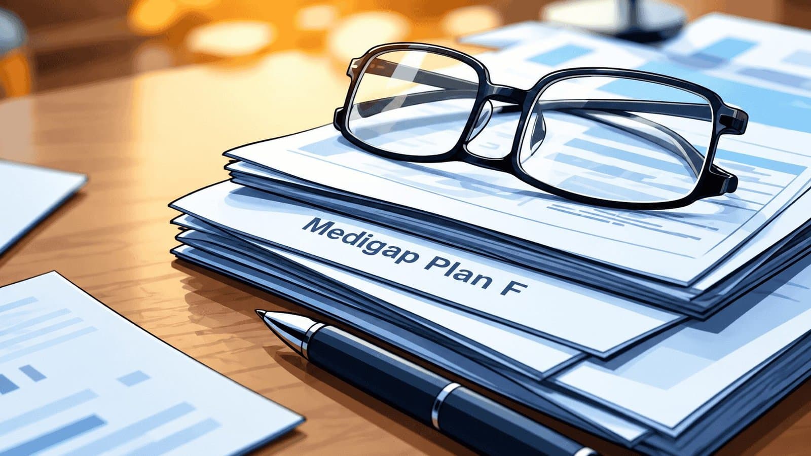 Caricature image of file with Medigap Plan F inscription