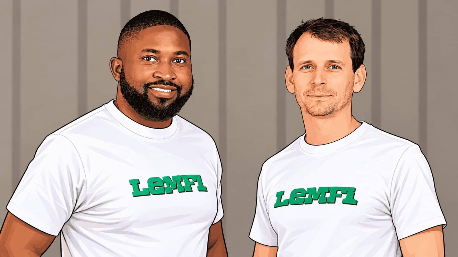 Caricature image of Ridwan Olalere and Rian Cochran co-founders of LemFi