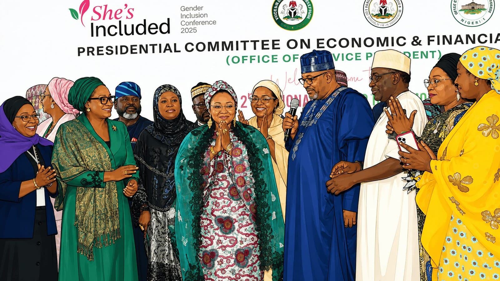 Caricature photo of delegates at the Second National Gender Inclusion Conference in Abuja