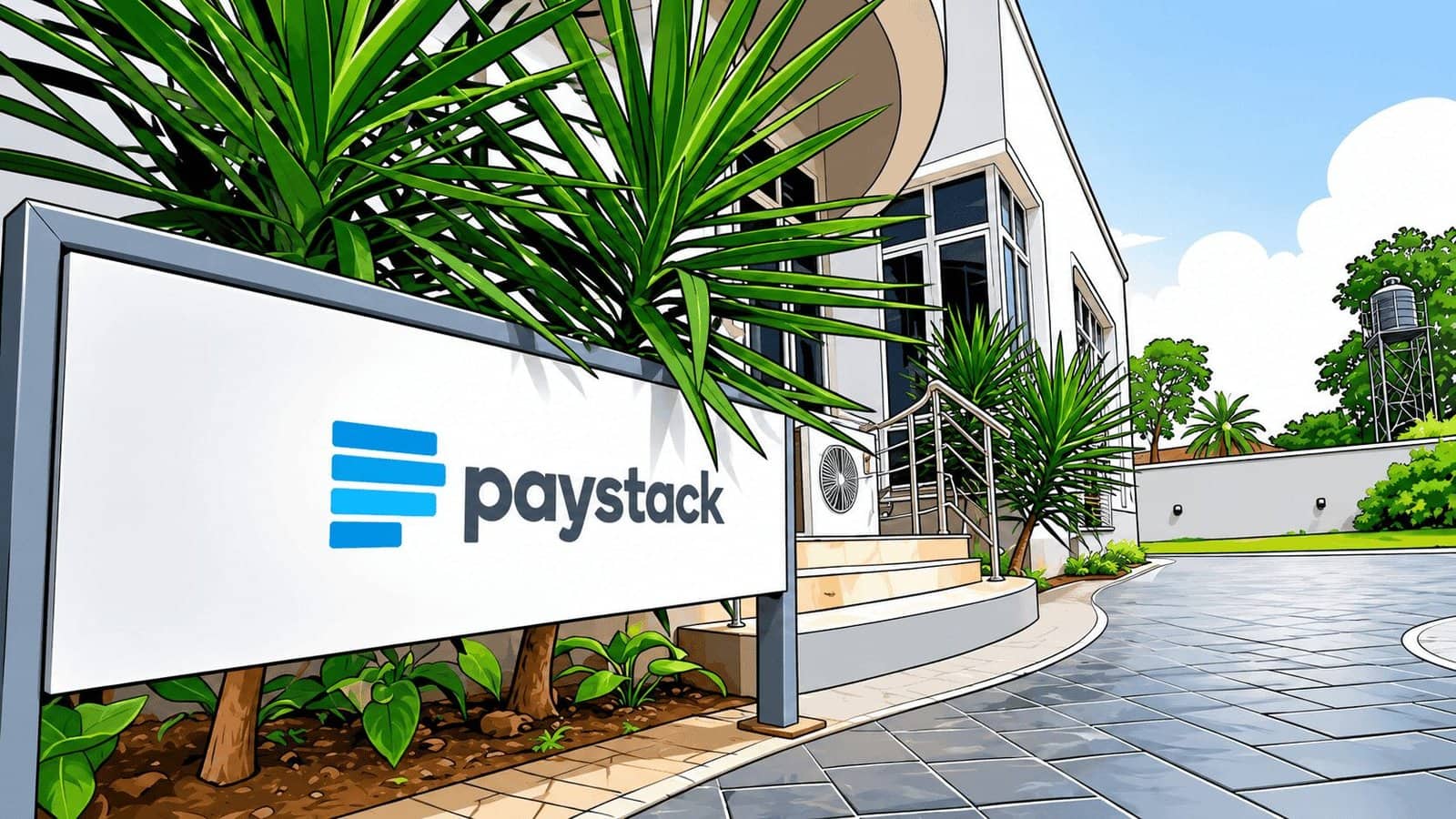 Caricature image of Paystack exterior building