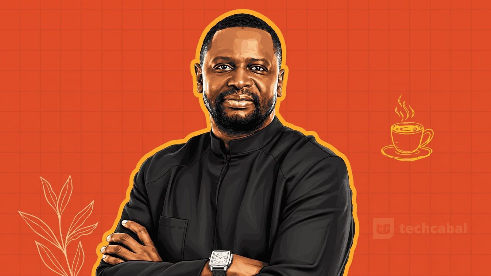 Caricature portrait of Serigne Dioum, CEO of MTN Group Fintech