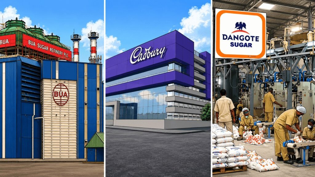 BUA Foods, Cadbury Nigeria, and Dangote Sugar Refinery buildings