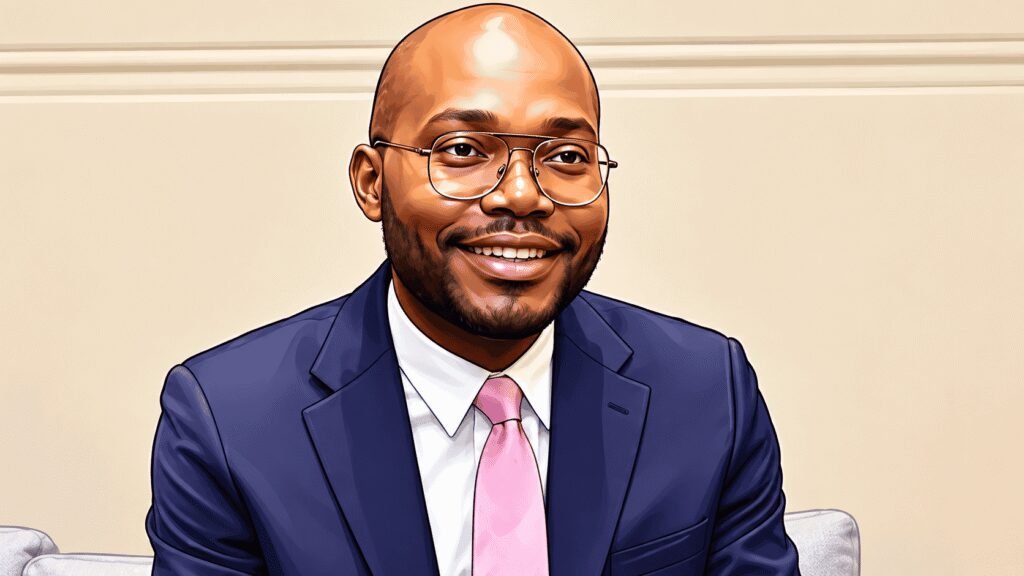 Caricature photo of Christian Ebeke, IMF resident representative in Nigeria