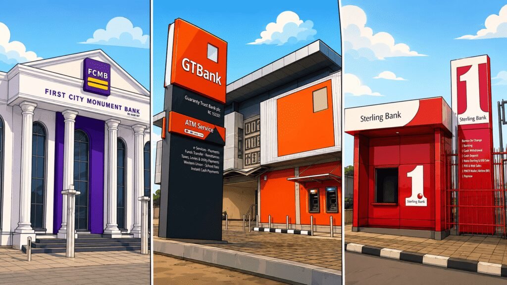FCMB, GTBank & Sterling Bank buildings