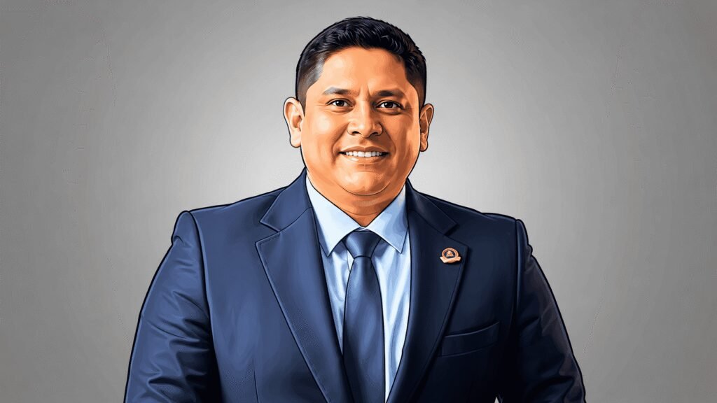 Caricature portrait of Girish Sharma, CEO Guinness Nigeria