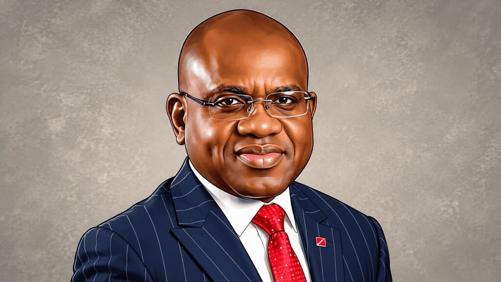 Caricature portrait of Peter Ashade, Group Chief Executive Officer, United Capital Plc