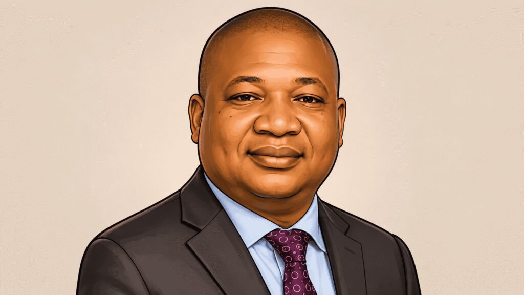 Caricature portrait of Charles Fakrogha, CEO, ECL Asset Management