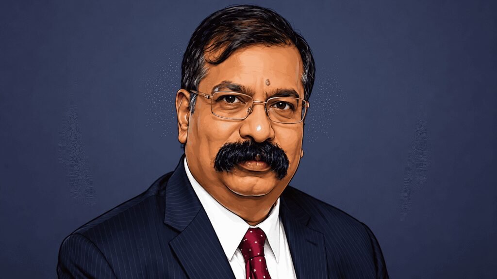 Caricature portrait of Devakumar Edwin, Group Vice President, Oil & Gas, Dangote Industries Limited