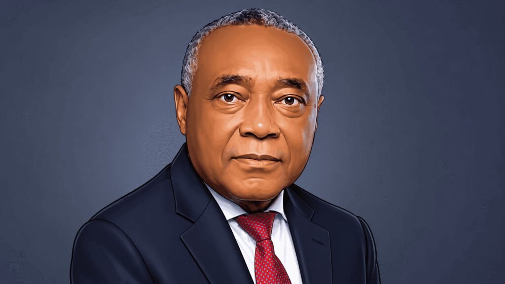 Caricature portrait of Emmanuel Ikazoboh, chairman, Dangote Cement