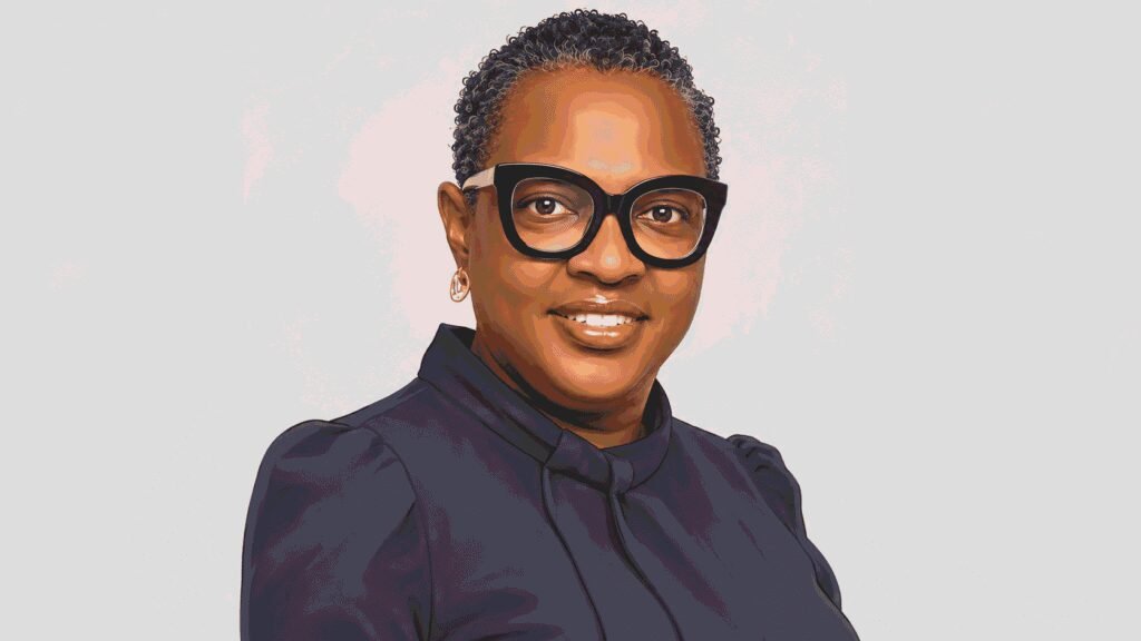 Caricature portrait of Idu Okeahialam, Group Managing Director of Royal Exchange Plc 