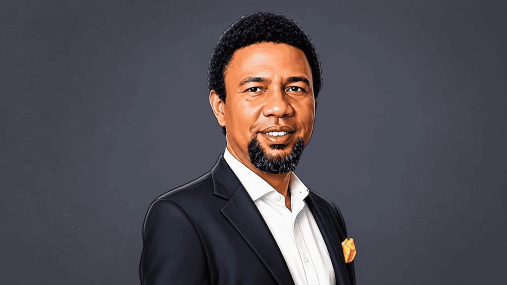 Caricature portrait of Karl Toriola, CEO, MTN Nigeria