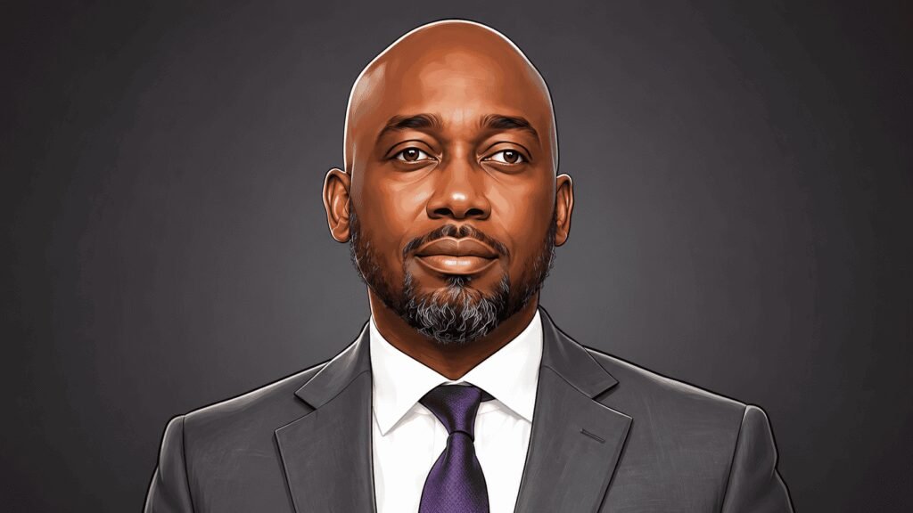 Caricature portrait of Lolu Alade-Akinyemi, CEO, HBM Nigeria Plc 