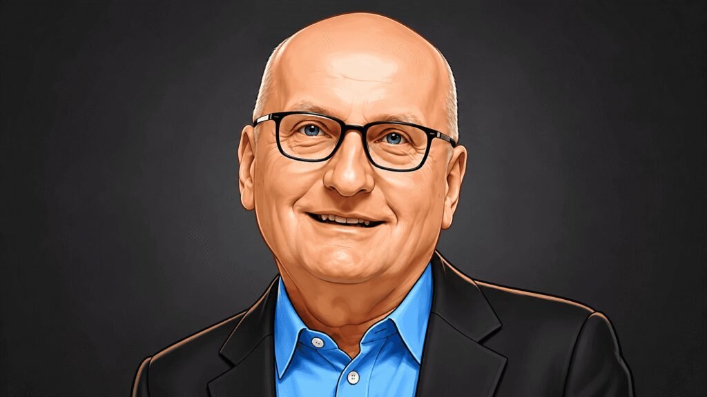 Caricature portrait of Martin Kriegner, Holcim's Regional Head for Asia, Middle East, and Africa 