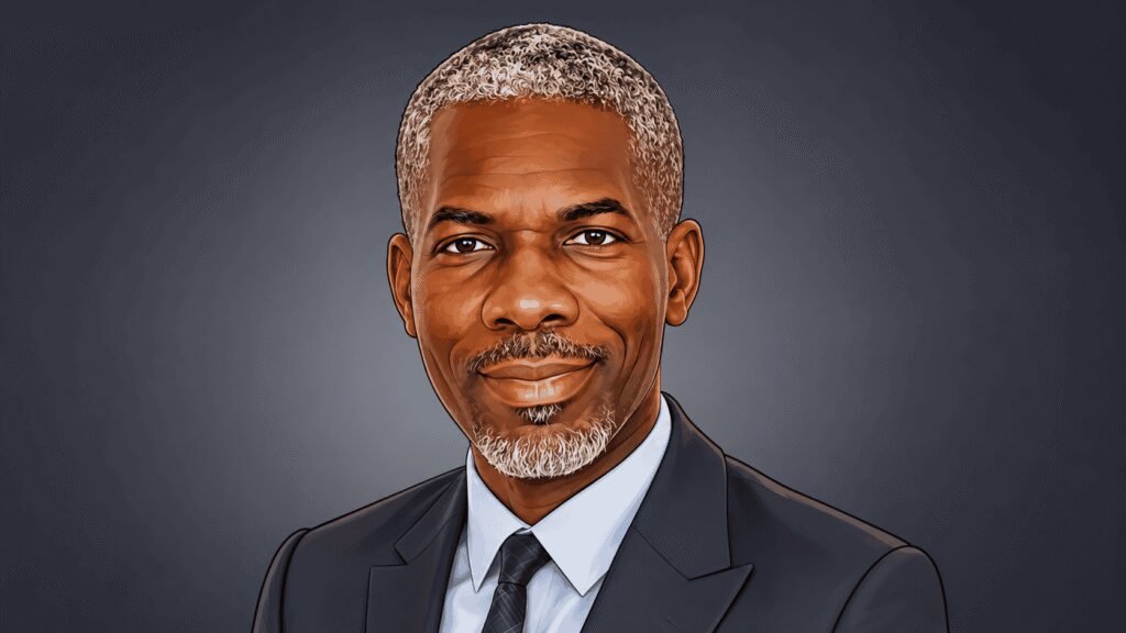 Caricature portrait of Olufemi Olarinde, Special Adviser on Revenue to Finance Minister