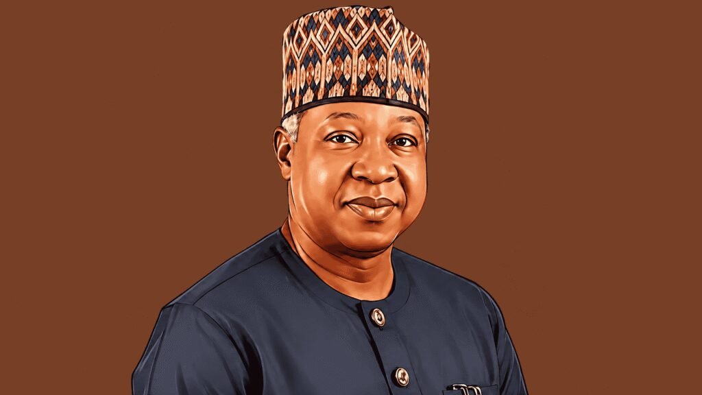 Caricature portrait of Osten Olorunsola, Chairman Aradel Holdings Plc