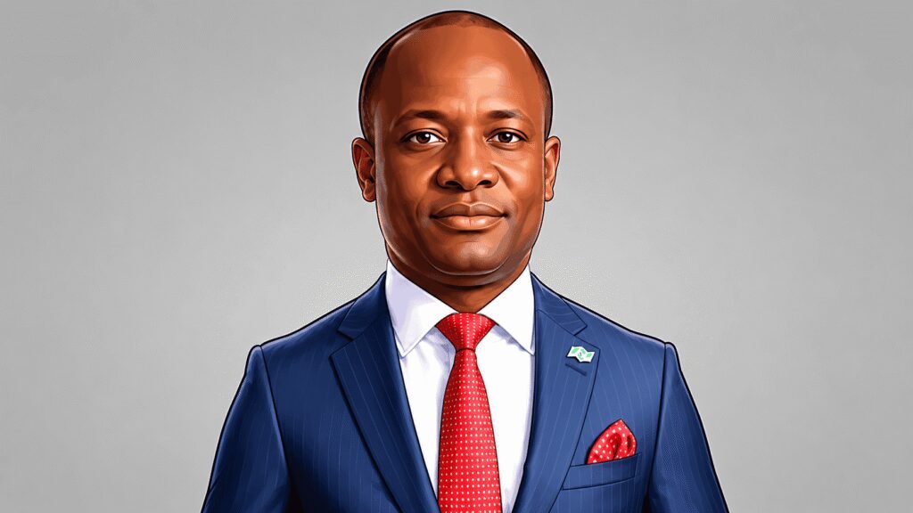 Caricature portait of Temi Popoola, Group Managing Director and CEO, NGX Group