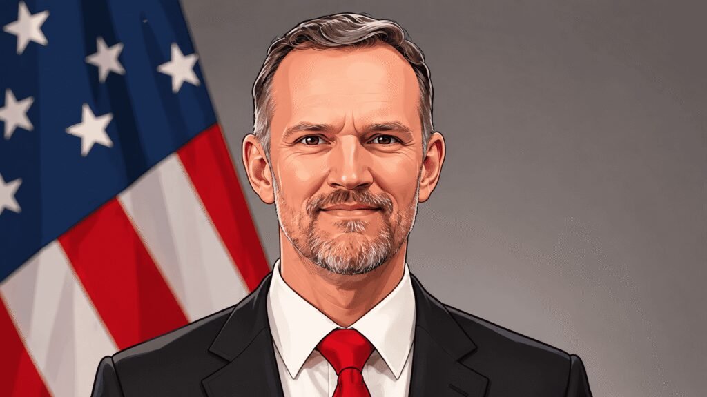 Caricature portrait of U.S. Trade Representative Jamieson Greer 