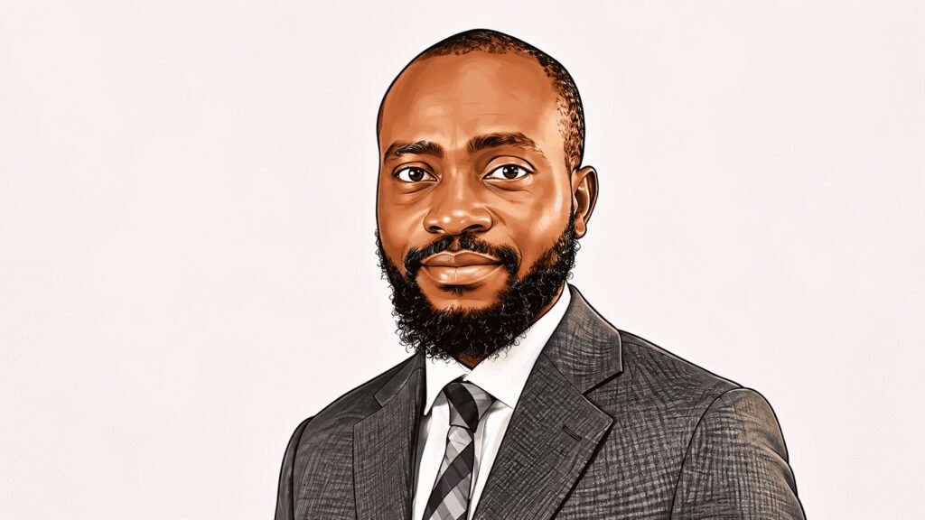 Caricature portrait of Abiodun Ogunniyi, Head of Research, GTI Capital Limited