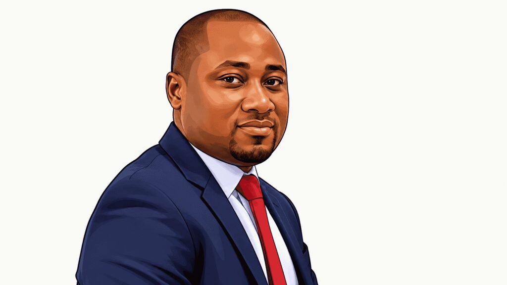 Caricature portrait of Ayokunle Olubunmi, Head of Financial Institutions Ratings, Agusto & Co