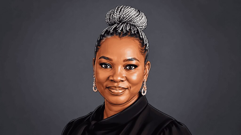 Caricature portrait of Bisi Adeyemi, CEO of DCSL Corporate Services Limited 