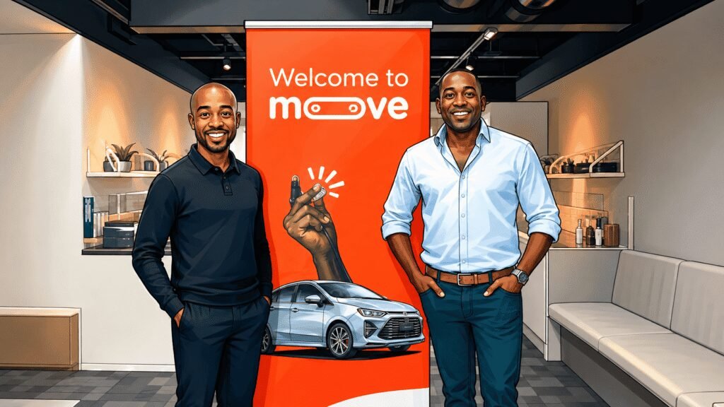 Caricature photo of Delano and Odunsi, founders of Moove