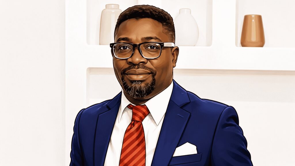Caricature image of Dr. Taiwo Nolas-Alausa, Director General, Chartered Institute of Directors Nigeria 