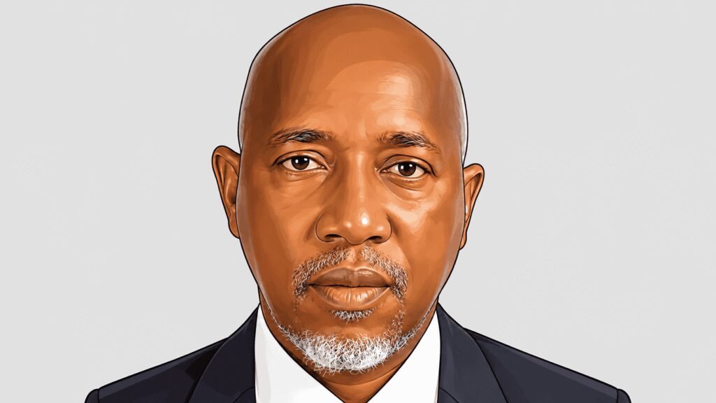 Caricature portrait of Garba Kurfi, Managing Director and CEO of APT Securities and Funds Limited