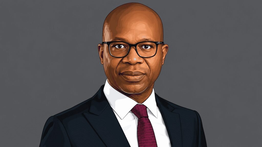 Caricature portrait of Group Chief Executive of Sterling Financial Holdings, Yemi Odubiyi