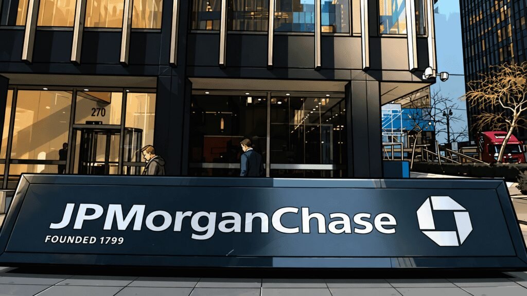 Caricature image of JPMorgan Chase building exterior