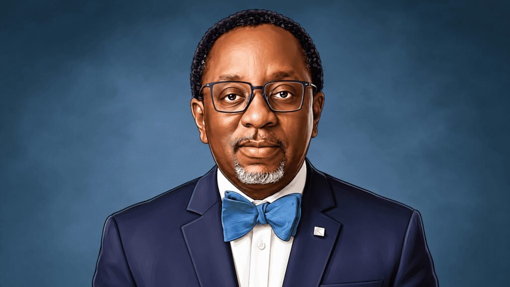 Caricature portrait of Prof. Fabian Ajogwu, SAN, chairman of Guinness Nigeria