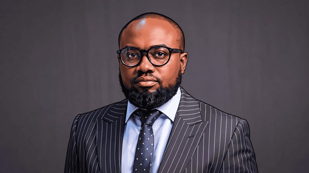Caricature portrait of Tunde Alao-Olaifa, Group CFO, Leadway Holdings Limited 