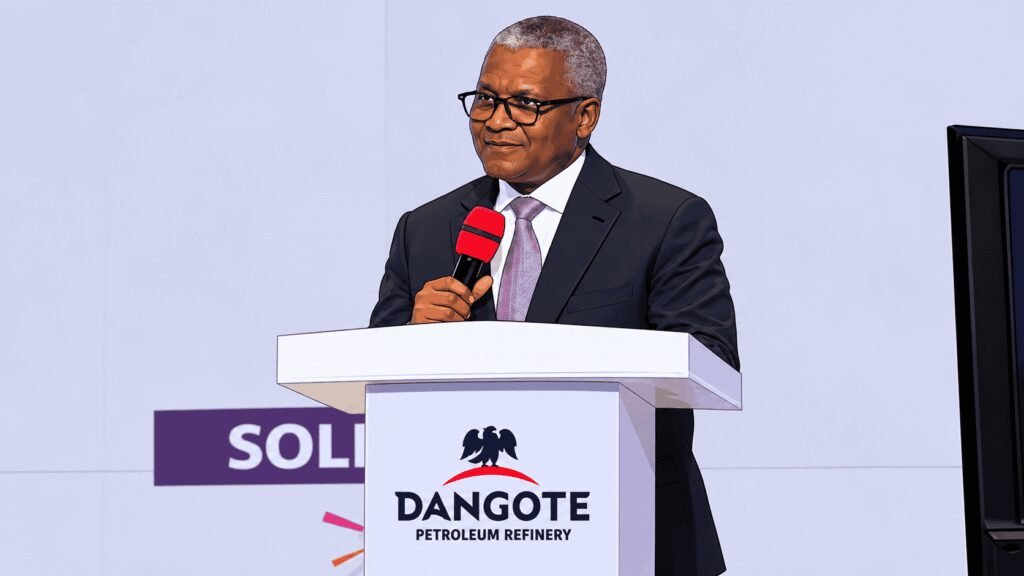 Caricature image of Aliko Dangote speaking