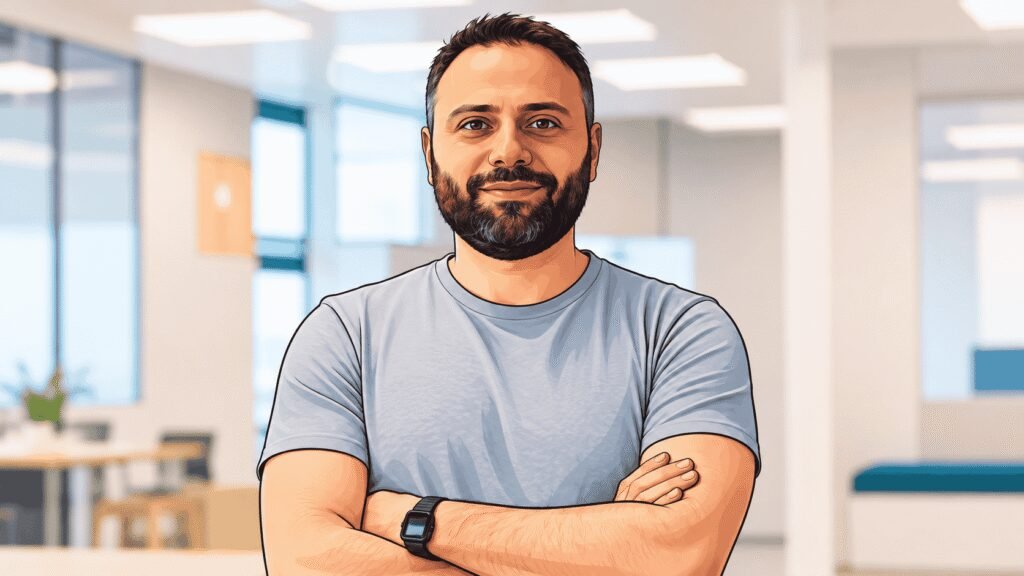 Caricature portrait of Avi Meir, co-founder and chief executive officer at Perk