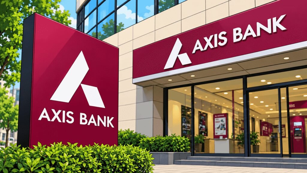 Caricature image of Axis Bank building