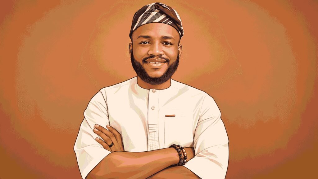 Caricature portrait of Babatunde Akin-Moses, chief executive officer of Sycamore Group