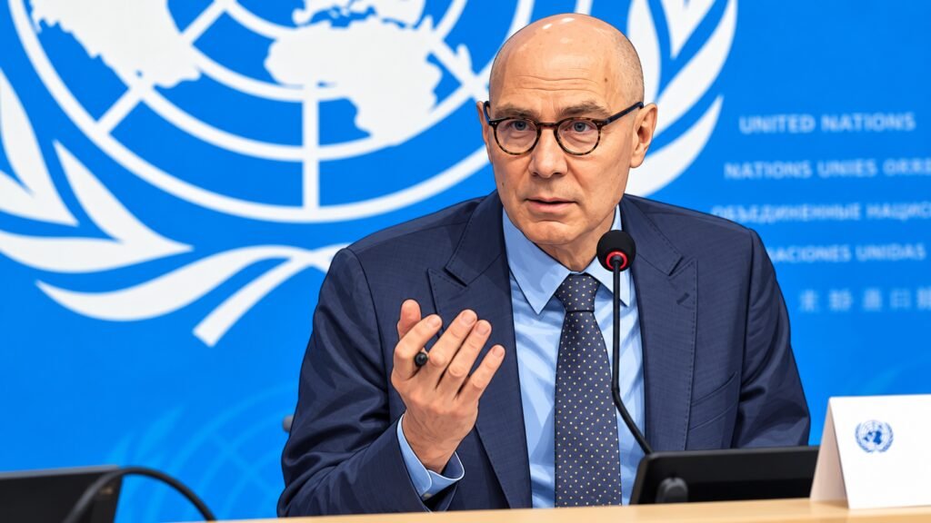 Caricature portrait of Volker Türk, UN High Commissioner for Human Rights