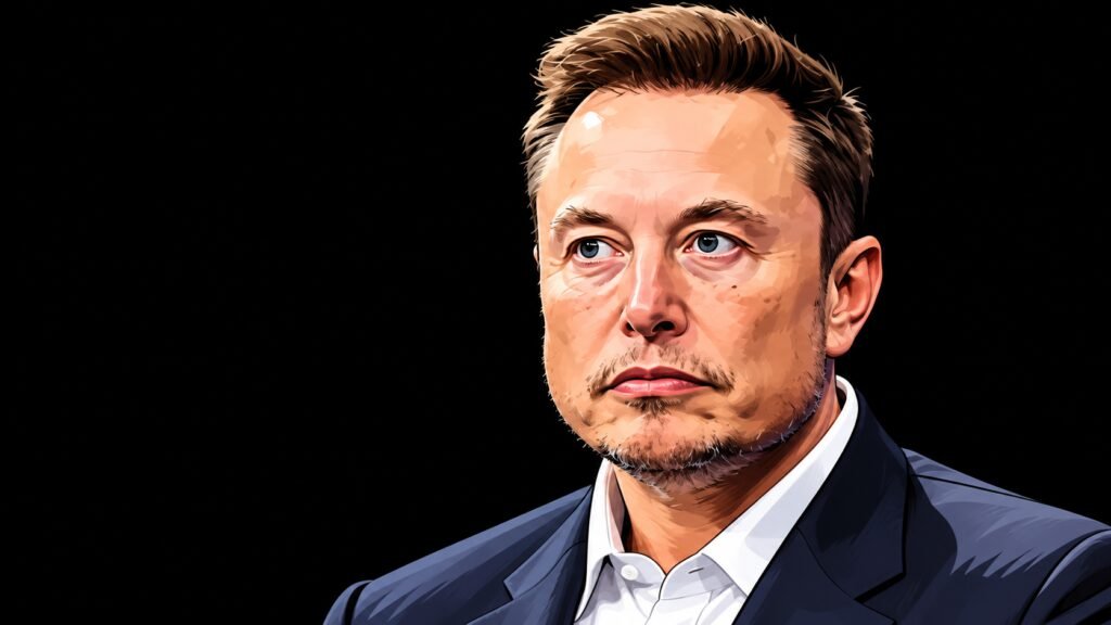 Caricature image of Elon Musk