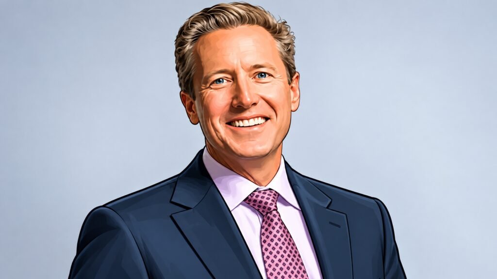 Caricature portrait of Refinery CEO David Bird
