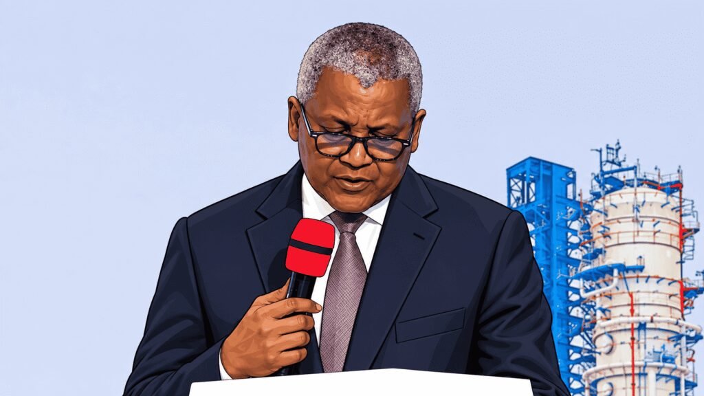 Caricature image of Dangote speaking