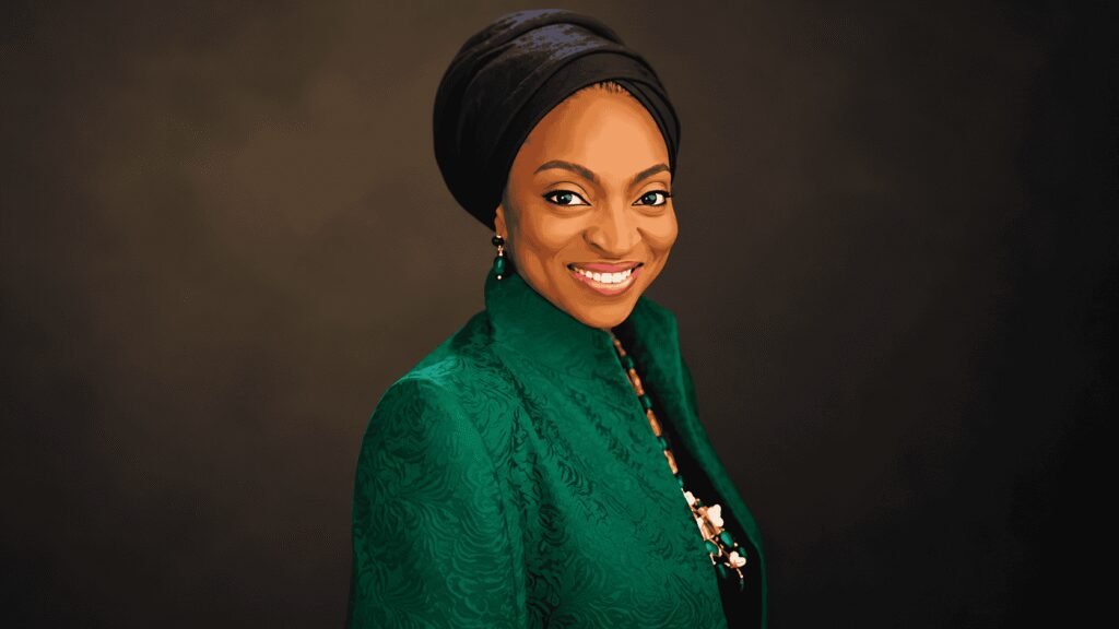 Caricature portrait of Dr. Jumoke Oduwole, Minister of Industry, Trade, and Investment